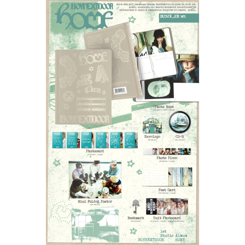 BOYNEXTDOOR: BOYNEXTDOOR 1ST STUDIO ALBUM 'HOME' (BUNKER Ver.) (K-POP) 1CD — CD viršelis